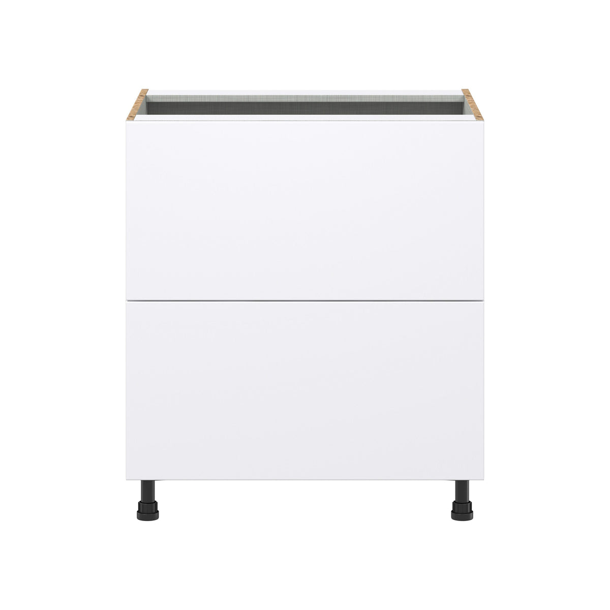 Hugo&Borg Lasalle 30-in W x 34.5-in H x 24-in D Bright White Slab 2-Drawer Base Fully Assembled Cabinet (Flat Panel Style)