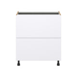 Hugo&Borg Lasalle 30-in W x 34.5-in H x 24-in D Bright White Slab 2-Drawer Base Fully Assembled Cabinet (Flat Panel Style)