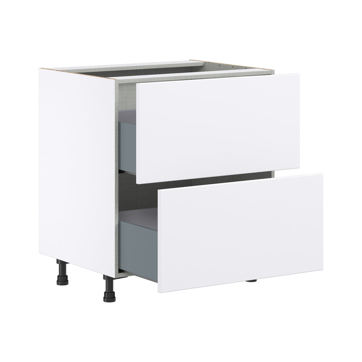 Hugo&Borg Lasalle 30-in W x 34.5-in H x 24-in D Bright White Slab 2-Drawer Base Fully Assembled Cabinet (Flat Panel Style)