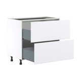 Hugo&Borg Lasalle 36-in W x 34.5-in H x 24-in D Bright White Slab 2-Drawer Base Fully Assembled Cabinet (Flat Panel Style)