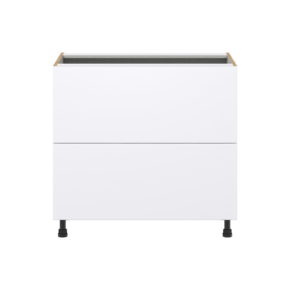 Hugo&Borg Lasalle 36-in W x 34.5-in H x 24-in D Bright White Slab 2-Drawer Base Fully Assembled Cabinet (Flat Panel Style)