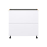 Hugo&Borg Lasalle 36-in W x 34.5-in H x 24-in D Bright White Slab 2-Drawer Base Fully Assembled Cabinet (Flat Panel Style)