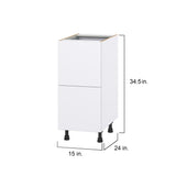 Hugo&Borg Lasalle 15-in W x 34.5-in H x 24-in D Bright White Slab 3-Drawer Base Fully Assembled Cabinet (Flat Panel Style)