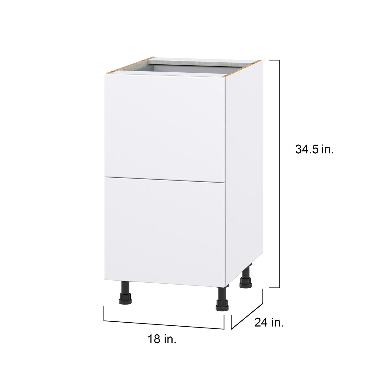Hugo&Borg Lasalle 18-in W x 34.5-in H x 24-in D Bright White Slab 3-Drawer Base Fully Assembled Cabinet (Flat Panel Style)