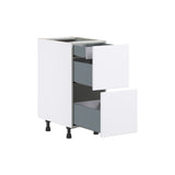 Hugo&Borg Lasalle 15-in W x 34.5-in H x 24-in D Bright White Slab 3-Drawer Base Fully Assembled Cabinet (Flat Panel Style)