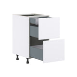Hugo&Borg Lasalle 18-in W x 34.5-in H x 24-in D Bright White Slab 3-Drawer Base Fully Assembled Cabinet (Flat Panel Style)