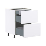 Hugo&Borg Lasalle 24-in W x 34.5-in H x 24-in D Bright White Slab 3-Drawer Base Fully Assembled Cabinet (Flat Panel Style)