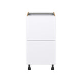 Hugo&Borg Lasalle 18-in W x 34.5-in H x 24-in D Bright White Slab 3-Drawer Base Fully Assembled Cabinet (Flat Panel Style)