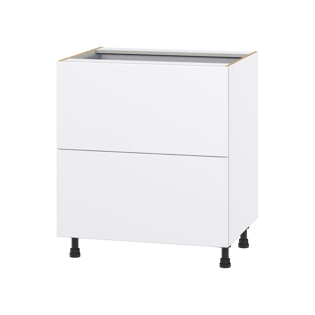 Hugo&Borg Lasalle 30-in W x 34.5-in H x 24-in D Bright White Slab 3-Drawer Base Fully Assembled Cabinet (Flat Panel Style)