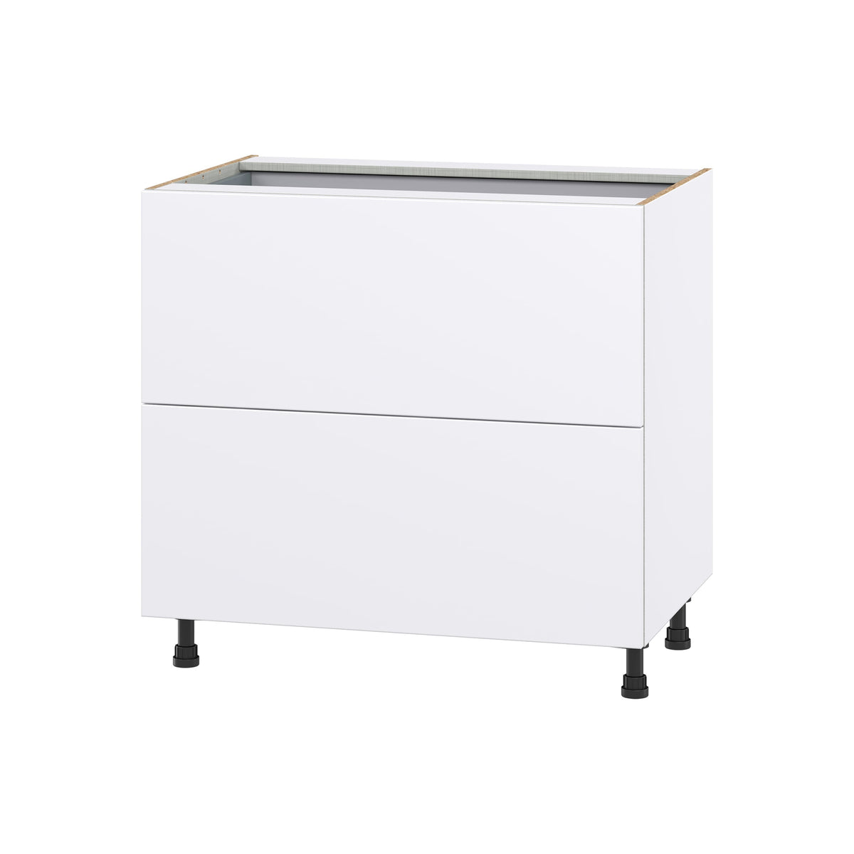 Hugo&Borg Lasalle 36-in W x 34.5-in H x 24-in D Bright White Slab 3-Drawer Base Fully Assembled Cabinet (Flat Panel Style)