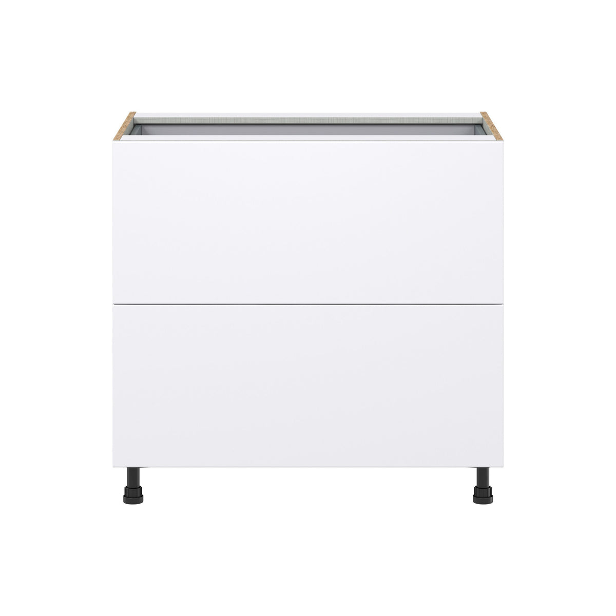 Hugo&Borg Lasalle 36-in W x 34.5-in H x 24-in D Bright White Slab 3-Drawer Base Fully Assembled Cabinet (Flat Panel Style)
