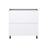 Hugo&Borg Lasalle 36-in W x 34.5-in H x 24-in D Bright White Slab 3-Drawer Base Fully Assembled Cabinet (Flat Panel Style)