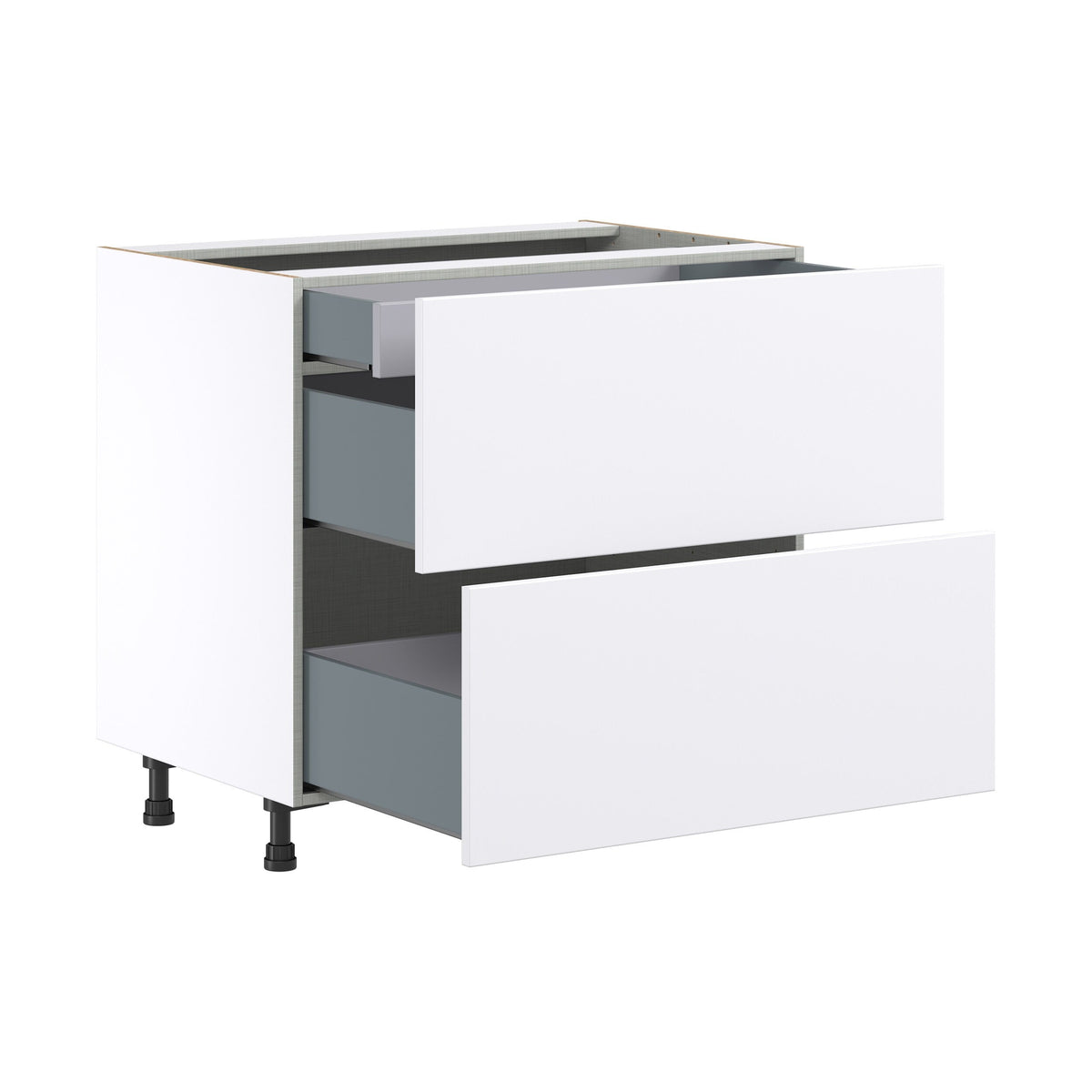 Hugo&Borg Lasalle 36-in W x 34.5-in H x 24-in D Bright White Slab 3-Drawer Base Fully Assembled Cabinet (Flat Panel Style)