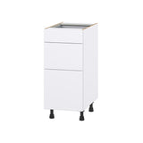 Hugo&Borg Lasalle 15-in W x 34.5-in H x 24-in D Bright White Slab 3-Drawer Base Fully Assembled Cabinet (Flat Panel Style)