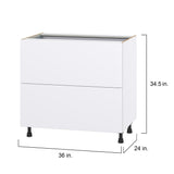 Hugo&Borg Lasalle 36-in W x 34.5-in H x 24-in D Bright White Slab 3-Drawer Base Fully Assembled Cabinet (Flat Panel Style)