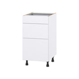 Hugo&Borg Lasalle 18-in W x 34.5-in H x 24-in D Bright White Slab 3-Drawer Base Fully Assembled Cabinet (Flat Panel Style)