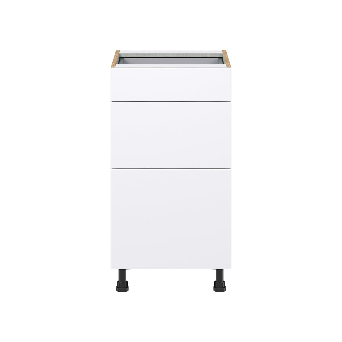 Hugo&Borg Lasalle 18-in W x 34.5-in H x 24-in D Bright White Slab 3-Drawer Base Fully Assembled Cabinet (Flat Panel Style)