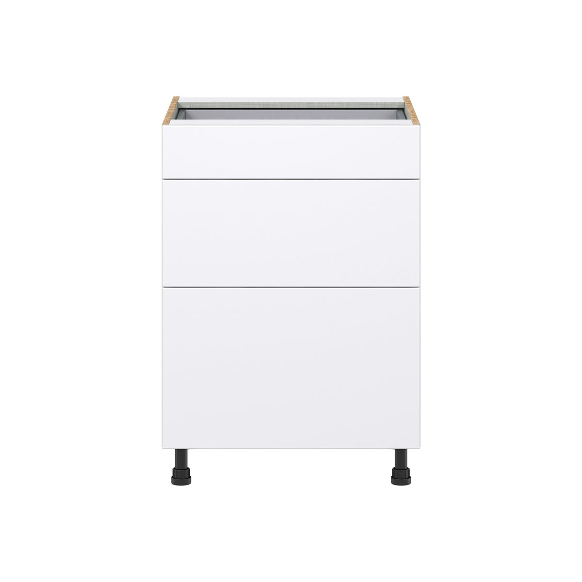 Hugo&Borg Lasalle 24-in W x 34.5-in H x 24-in D Bright White Slab 3-Drawer Base Fully Assembled Cabinet (Flat Panel Style)
