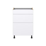 Hugo&Borg Lasalle 24-in W x 34.5-in H x 24-in D Bright White Slab 3-Drawer Base Fully Assembled Cabinet (Flat Panel Style)
