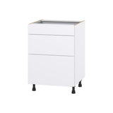 Hugo&Borg Lasalle 24-in W x 34.5-in H x 24-in D Bright White Slab 3-Drawer Base Fully Assembled Cabinet (Flat Panel Style)