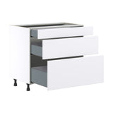 Hugo&Borg Lasalle 36-in W x 34.5-in H x 24-in D Bright White Slab 3-Drawer Base Fully Assembled Cabinet (Flat Panel Style)