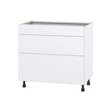 Hugo&Borg Lasalle 36-in W x 34.5-in H x 24-in D Bright White Slab 3-Drawer Base Fully Assembled Cabinet (Flat Panel Style)
