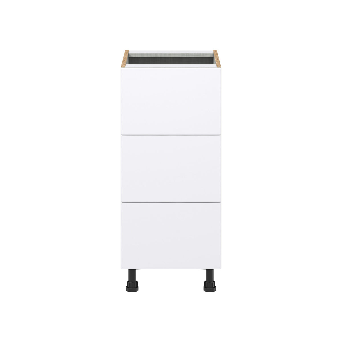 Hugo&Borg Lasalle 15-in W x 34.5-in H x 24-in D Bright White Slab 3-Drawer Base Fully Assembled Cabinet (Flat Panel Style)