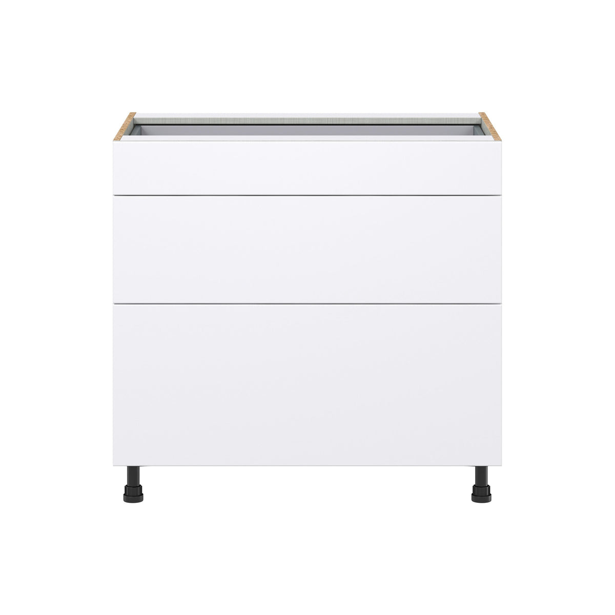 Hugo&Borg Lasalle 36-in W x 34.5-in H x 24-in D Bright White Slab 3-Drawer Base Fully Assembled Cabinet (Flat Panel Style)
