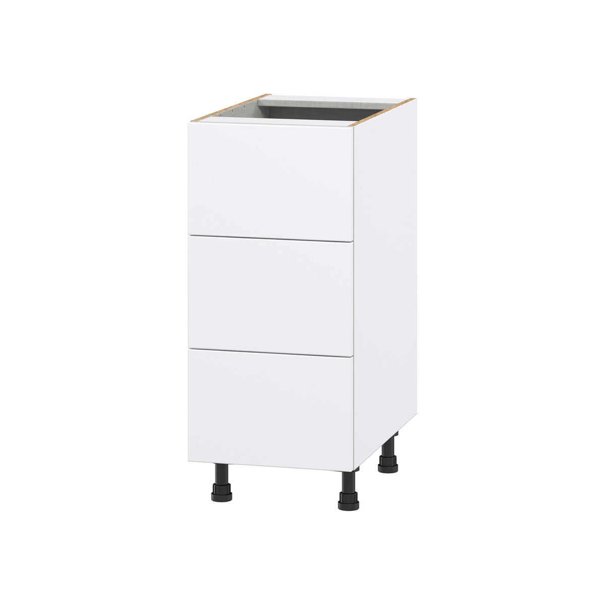 Hugo&Borg Lasalle 15-in W x 34.5-in H x 24-in D Bright White Slab 3-Drawer Base Fully Assembled Cabinet (Flat Panel Style)