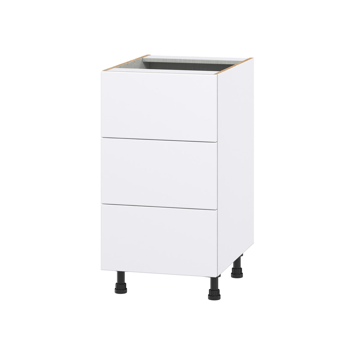 Hugo&Borg Lasalle 18-in W x 34.5-in H x 24-in D Bright White Slab 3-Drawer Base Fully Assembled Cabinet (Flat Panel Style)