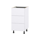 Hugo&Borg Lasalle 18-in W x 34.5-in H x 24-in D Bright White Slab 3-Drawer Base Fully Assembled Cabinet (Flat Panel Style)