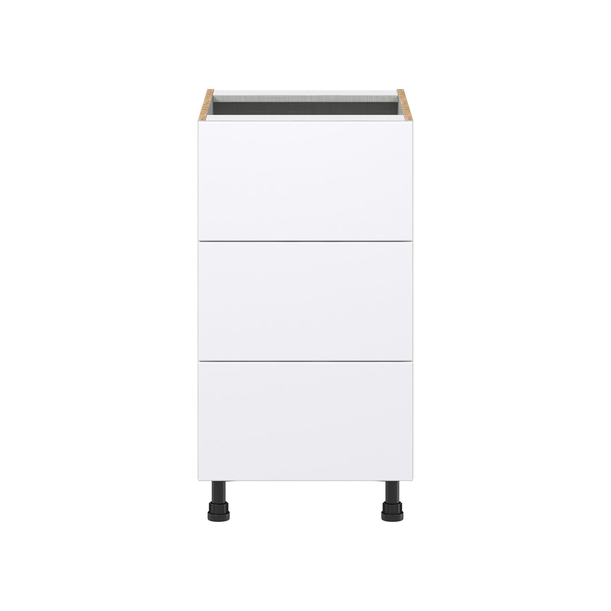 Hugo&Borg Lasalle 18-in W x 34.5-in H x 24-in D Bright White Slab 3-Drawer Base Fully Assembled Cabinet (Flat Panel Style)