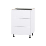 Hugo&Borg Lasalle 24-in W x 34.5-in H x 24-in D Bright White Slab 3-Drawer Base Fully Assembled Cabinet (Flat Panel Style)