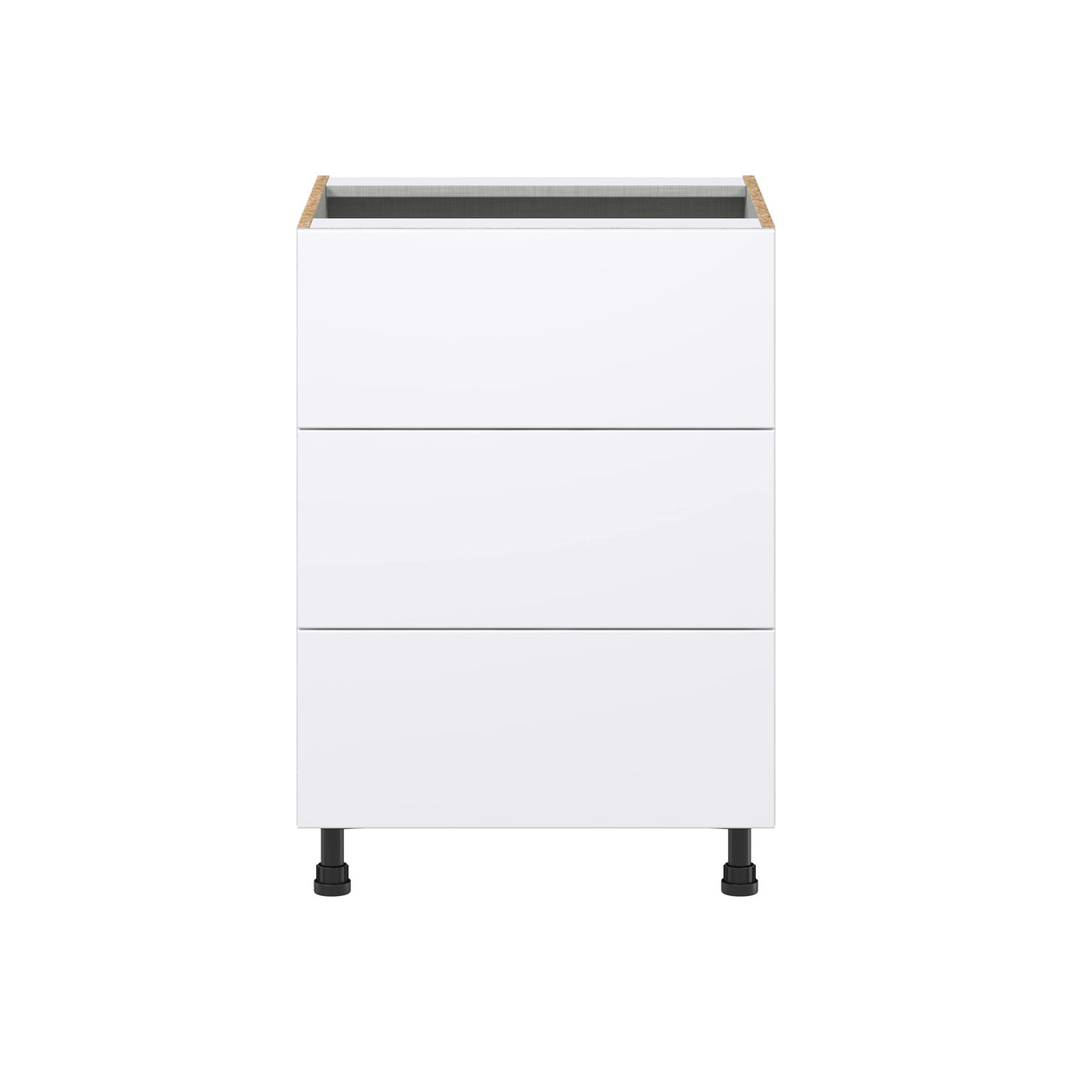 Hugo&Borg Lasalle 24-in W x 34.5-in H x 24-in D Bright White Slab 3-Drawer Base Fully Assembled Cabinet (Flat Panel Style)