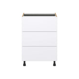 Hugo&Borg Lasalle 24-in W x 34.5-in H x 24-in D Bright White Slab 3-Drawer Base Fully Assembled Cabinet (Flat Panel Style)
