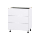 Hugo&Borg Lasalle 30-in W x 34.5-in H x 24-in D Bright White Slab 3-Drawer Base Fully Assembled Cabinet (Flat Panel Style)
