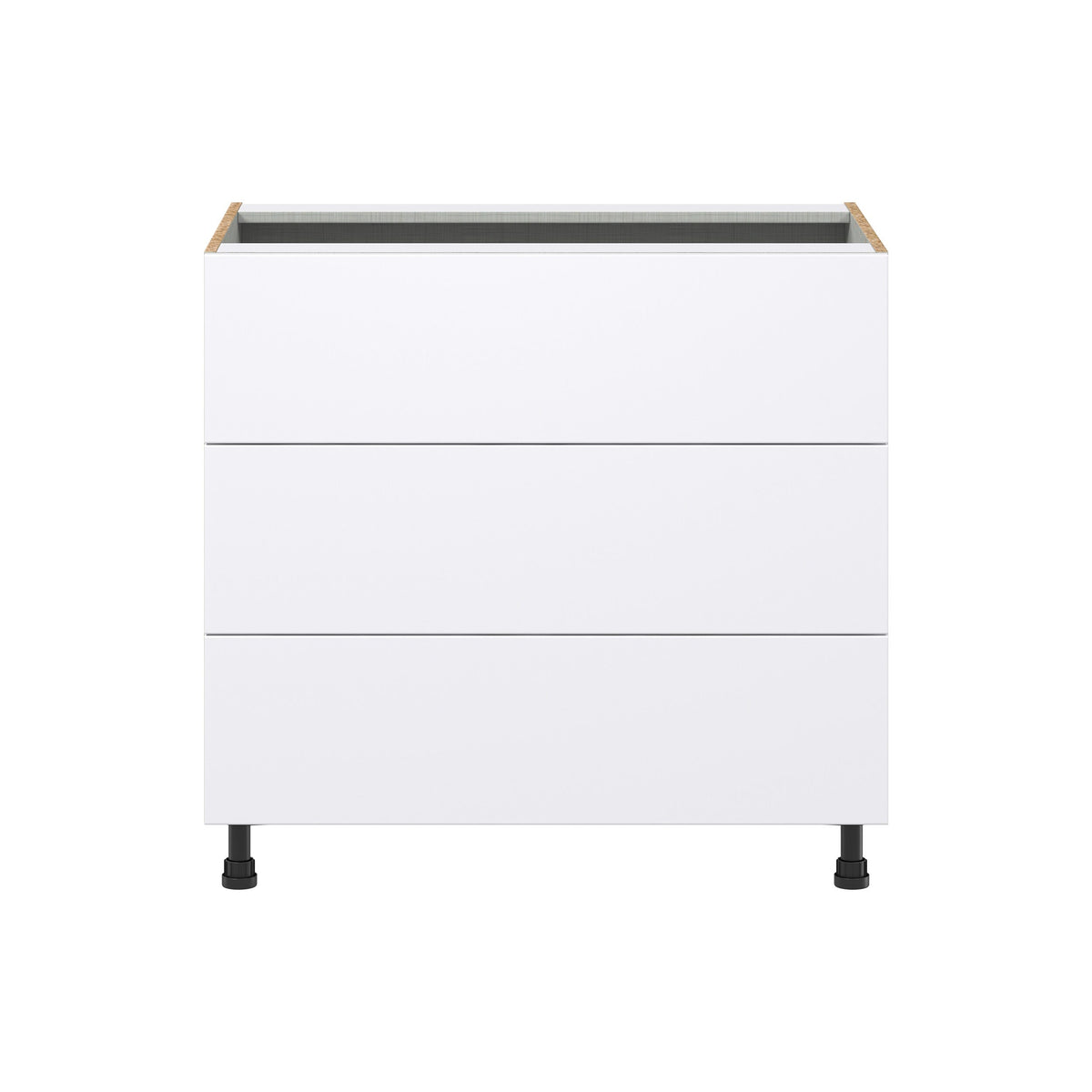 Hugo&Borg Lasalle 36-in W x 34.5-in H x 24-in D Bright White Slab 3-Drawer Base Fully Assembled Cabinet (Flat Panel Style)