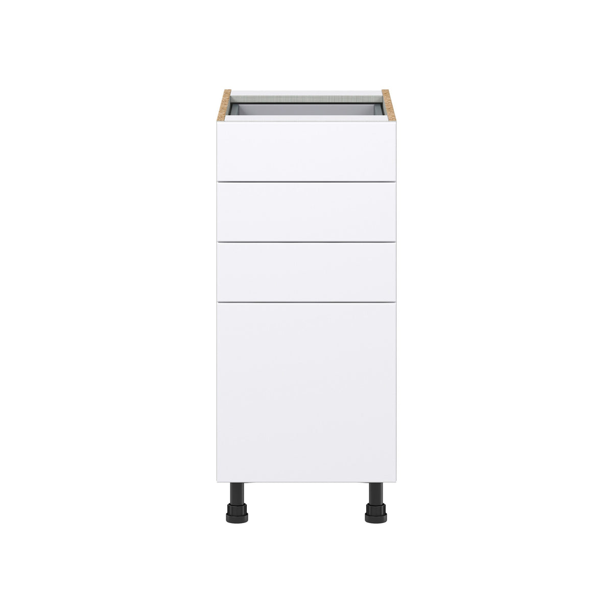 Hugo&Borg Lasalle 15-in W x 34.5-in H x 24-in D Bright White Slab 4-Drawer Base Fully Assembled Cabinet (Flat Panel Style)