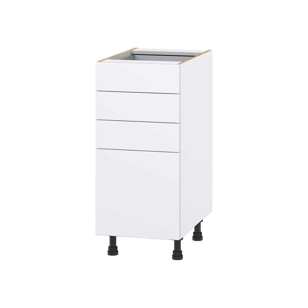 Hugo&Borg Lasalle 15-in W x 34.5-in H x 24-in D Bright White Slab 4-Drawer Base Fully Assembled Cabinet (Flat Panel Style)