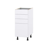 Hugo&Borg Lasalle 15-in W x 34.5-in H x 24-in D Bright White Slab 4-Drawer Base Fully Assembled Cabinet (Flat Panel Style)