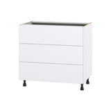 Hugo&Borg Lasalle 36-in W x 34.5-in H x 24-in D Bright White Slab 3-Drawer Base Fully Assembled Cabinet (Flat Panel Style)