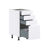 Hugo&Borg Lasalle 15-in W x 34.5-in H x 24-in D Bright White Slab 4-Drawer Base Fully Assembled Cabinet (Flat Panel Style)
