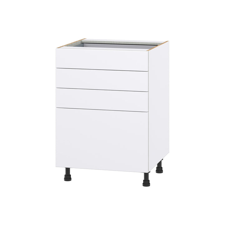 Hugo&Borg Lasalle 24-in W x 34.5-in H x 24-in D Bright White Slab 4-Drawer Base Fully Assembled Cabinet (Flat Panel Style)