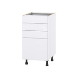 Hugo&Borg Lasalle 18-in W x 34.5-in H x 24-in D Bright White Slab 4-Drawer Base Fully Assembled Cabinet (Flat Panel Style)