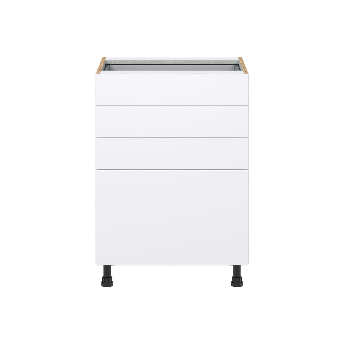 Hugo&Borg Lasalle 24-in W x 34.5-in H x 24-in D Bright White Slab 4-Drawer Base Fully Assembled Cabinet (Flat Panel Style)