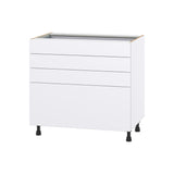 Hugo&Borg Lasalle 36-in W x 34.5-in H x 24-in D Bright White Slab 4-Drawer Base Fully Assembled Cabinet (Flat Panel Style)