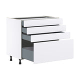 Hugo&Borg Lasalle 36-in W x 34.5-in H x 24-in D Bright White Slab 4-Drawer Base Fully Assembled Cabinet (Flat Panel Style)
