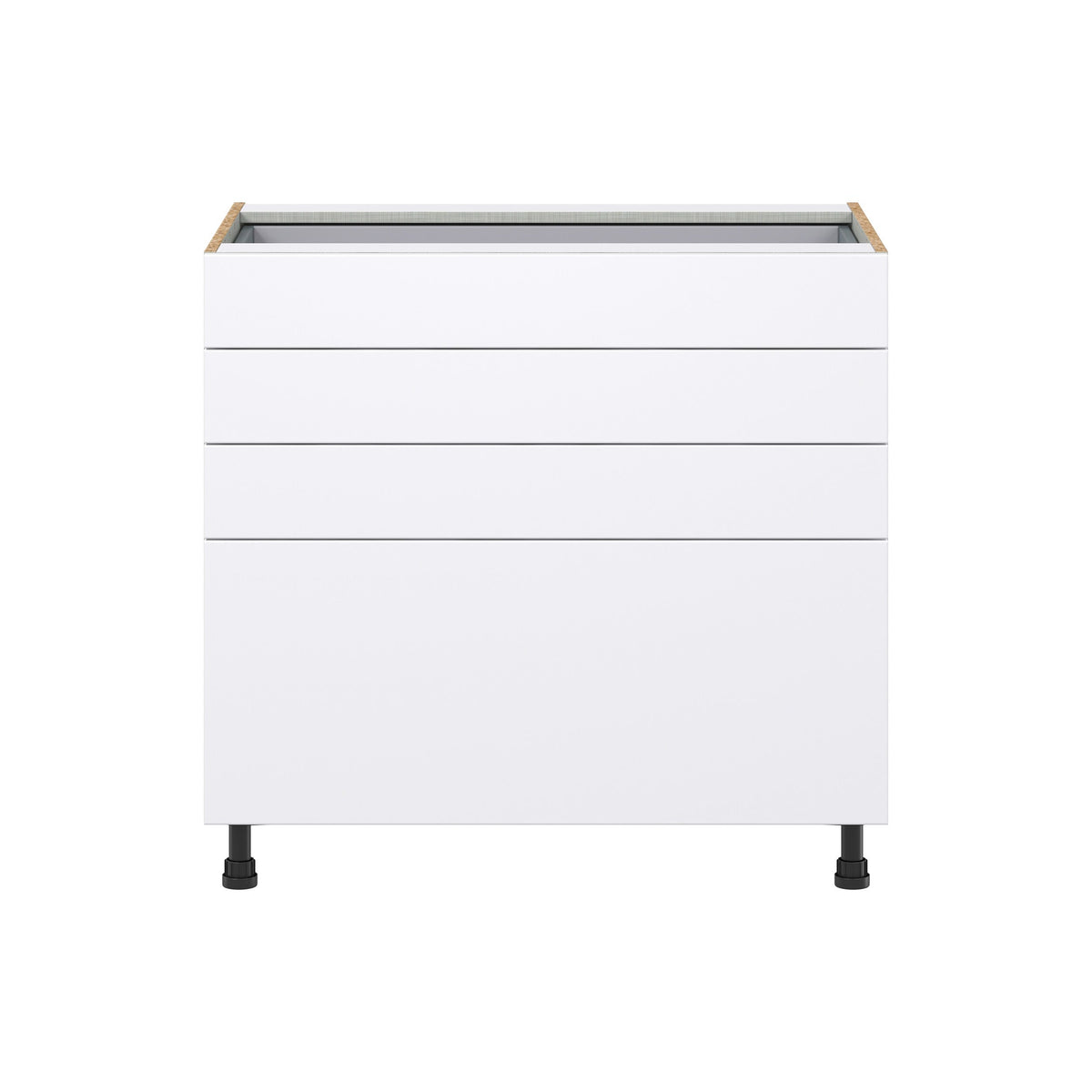 Hugo&Borg Lasalle 36-in W x 34.5-in H x 24-in D Bright White Slab 4-Drawer Base Fully Assembled Cabinet (Flat Panel Style)