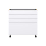 Hugo&Borg Lasalle 36-in W x 34.5-in H x 24-in D Bright White Slab 4-Drawer Base Fully Assembled Cabinet (Flat Panel Style)