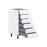 Hugo&Borg Lasalle 15-in W x 34.5-in H x 24-in D Bright White Slab 6-Drawer Base Fully Assembled Cabinet (Flat Panel Style)